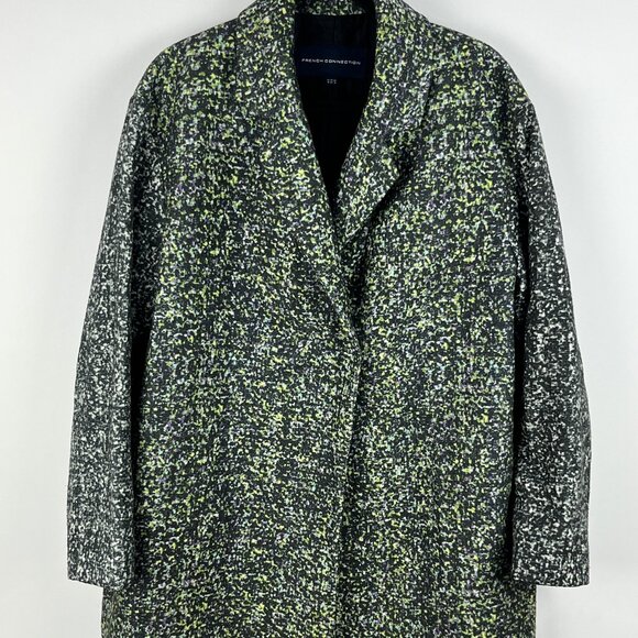 French Connection Pea Coat Size 12 Multicolor Long Sleeve Double Breaster Lined - Picture 1 of 12